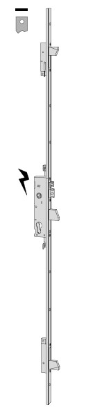 CISA SERRATURA MULTIPUNTO ELETTRICA DA INFILARE FRONTALE PIATTO, SCROCCO E PISTONI REGOLABILI DA 10,5mm A 16,5mm + CATENACCI A BASCULA PER CILINDRO SAGOMATO