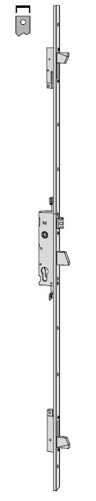 CISA SERRATURA MULTIPUNTO MECCANICA DA INFILARE FRONTALE AD "U", SCROCCO REGOLABILE DA 11mm A 17mm + CATENACCI A BASCULA PER CILINDRO SAGOMATO