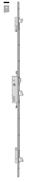 CISA SERRATURA MULTIPUNTO MECCANICA DA INFILARE FRONTALE PIATTO, SCROCCO REGOLABILE DA 11mm A 17mm + CATENACCI A BASCULA PER CILINDRO SAGOMATO
